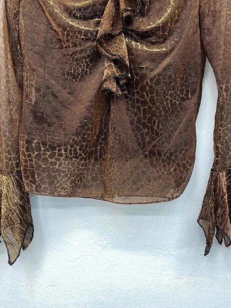 Brown glossy leopard blouse 9