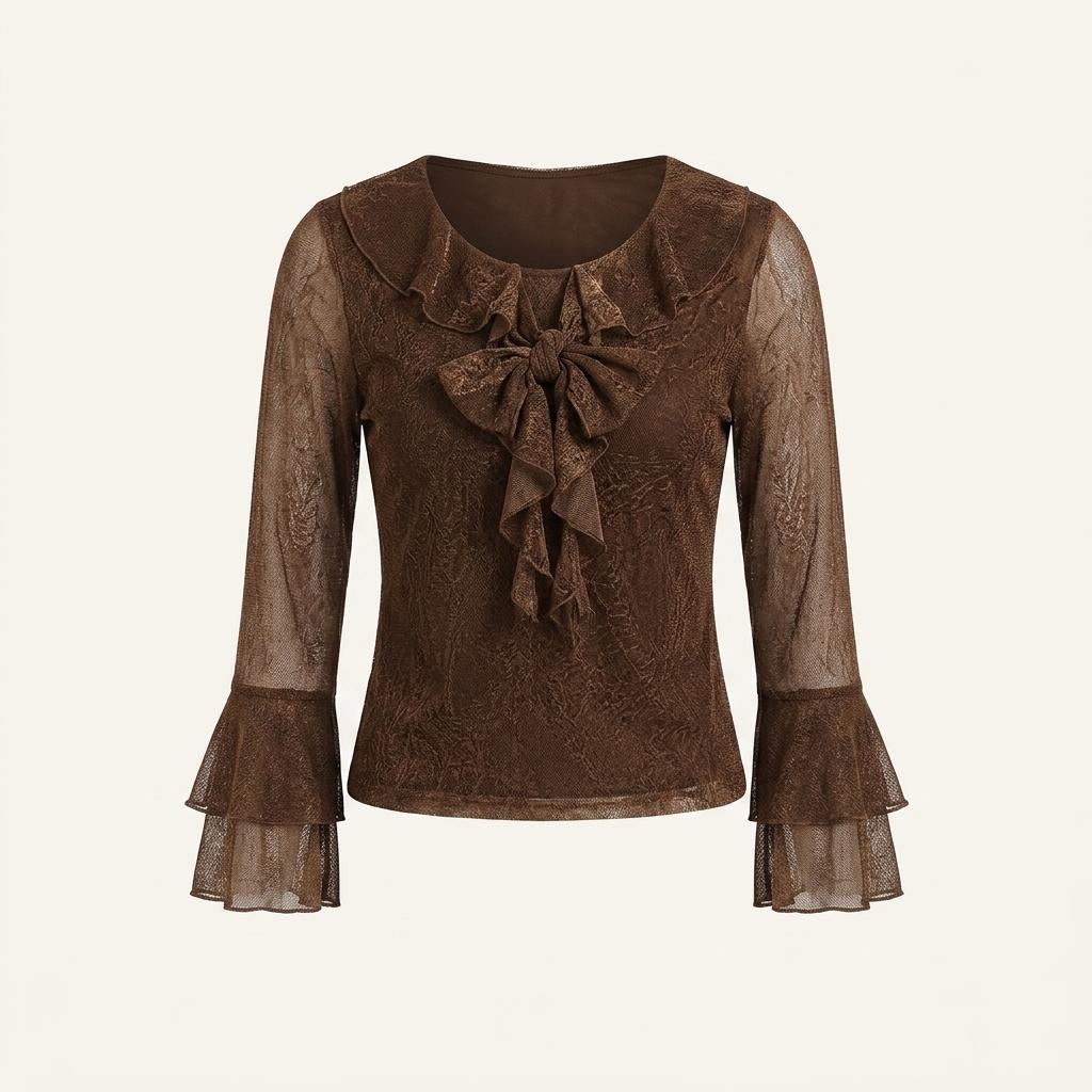 Brown glossy leopard blouse 1