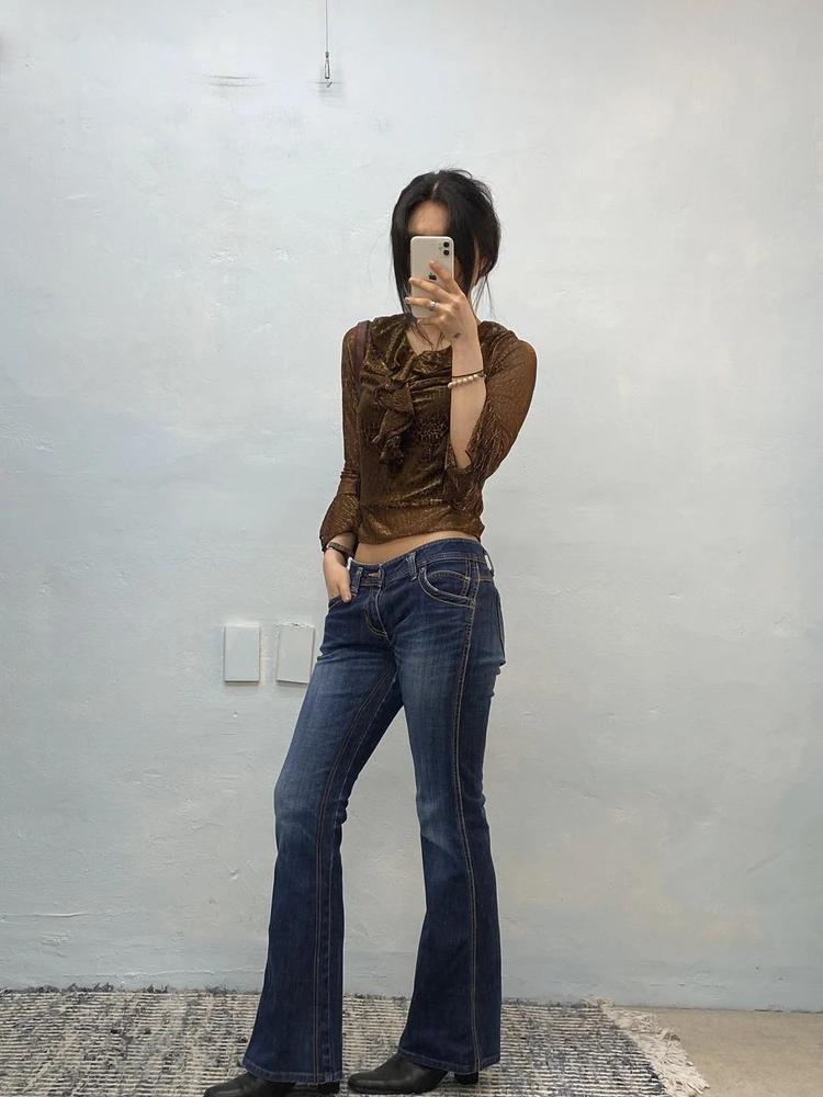 Wrangler dark blue low rise bootcut jeans 5