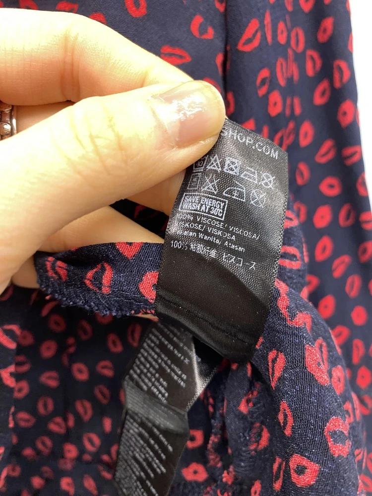Topshop navy&red lip pattern peplum blouse 11
