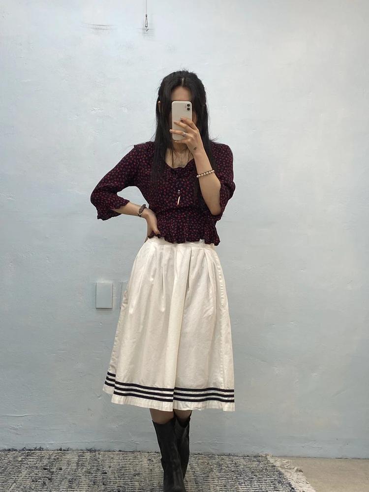 Topshop navy&red lip pattern peplum blouse 4