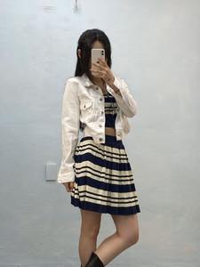 Navy striped knit mini skirt 2