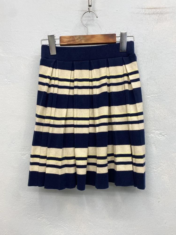 Navy striped knit mini skirt 7