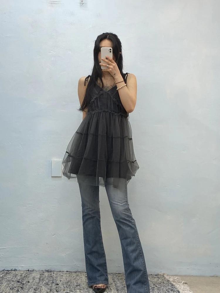 Brappers blue double button high waist flare jeans 4