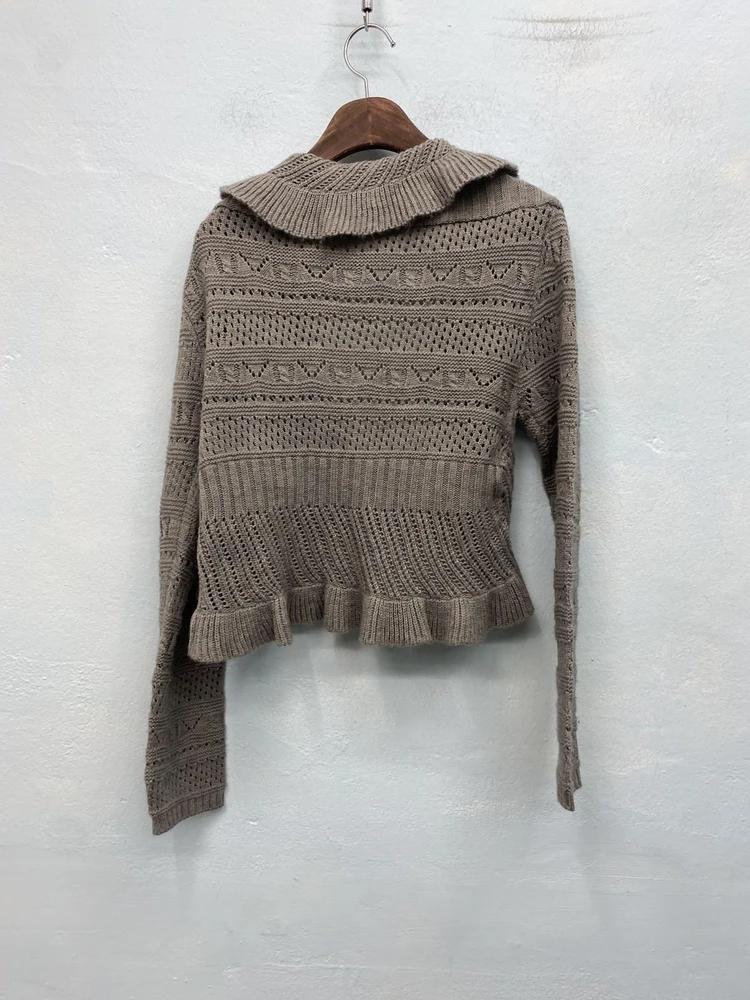 Urban Research gray frill open knit cardigan 9