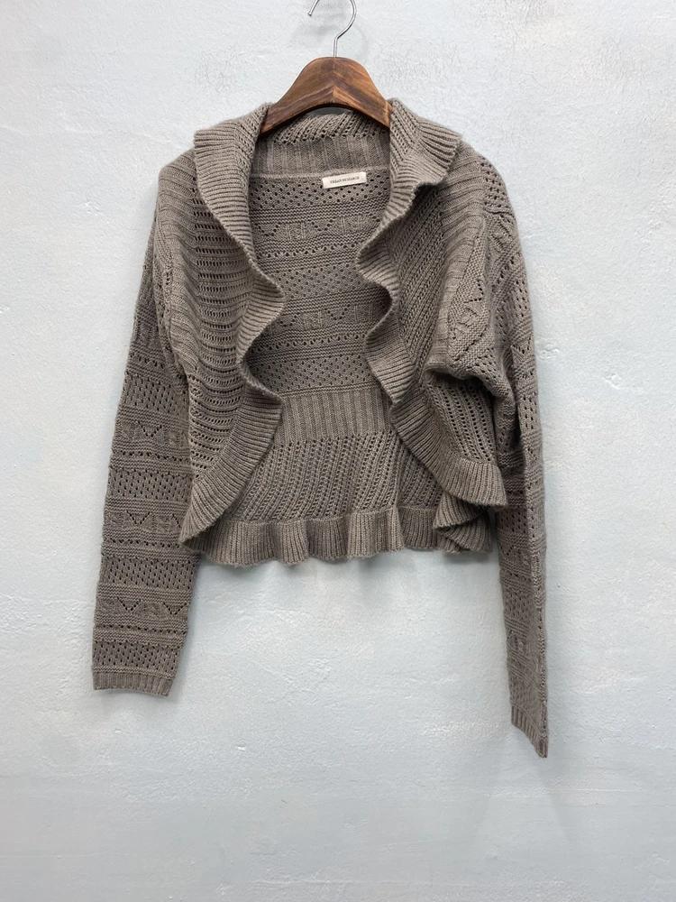Urban Research gray frill open knit cardigan 6