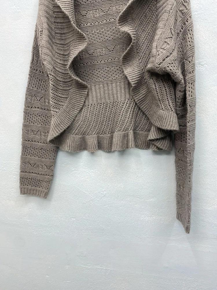 Urban Research gray frill open knit cardigan 8