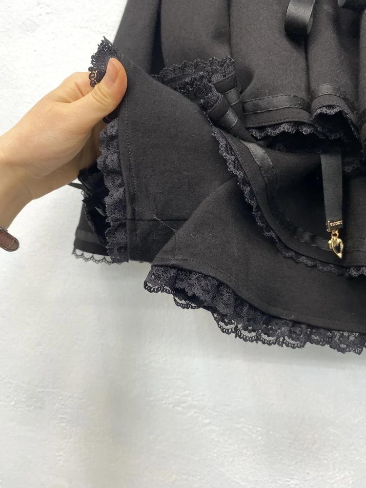 Black corset lace-up mini skorts 9