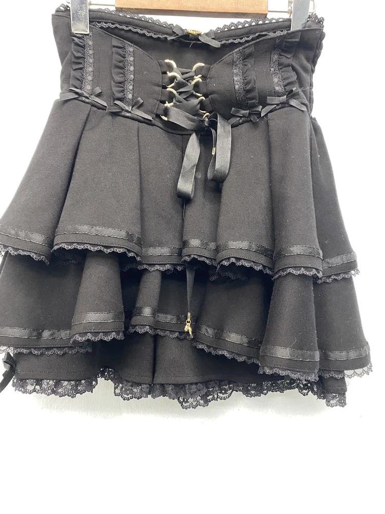 Black corset lace-up mini skorts 8