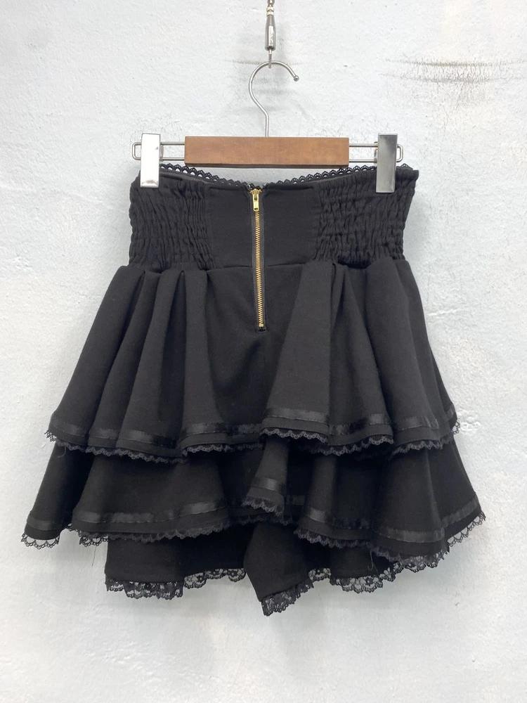 Black corset lace-up mini skorts 10