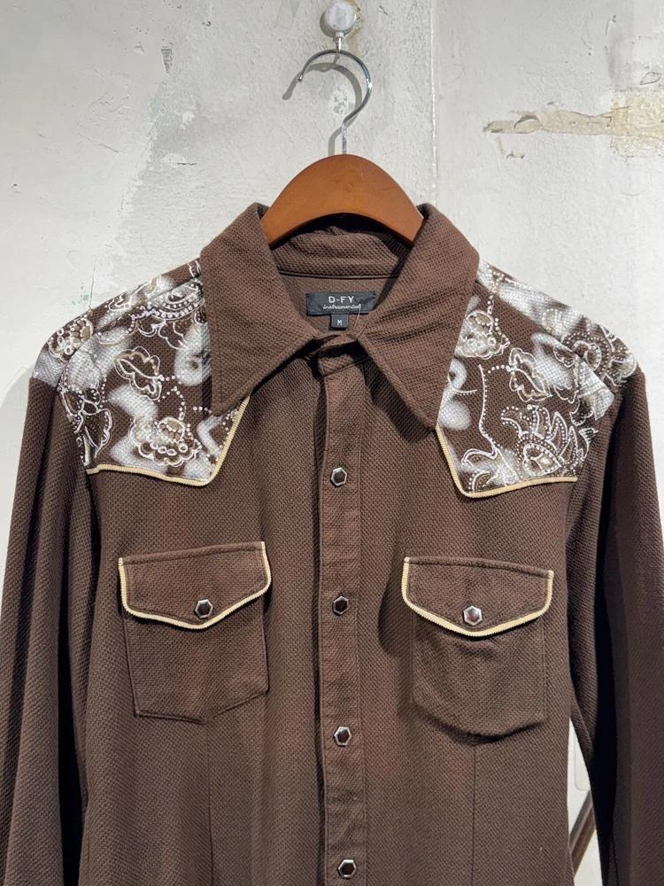 Brown western button-up shirt 4