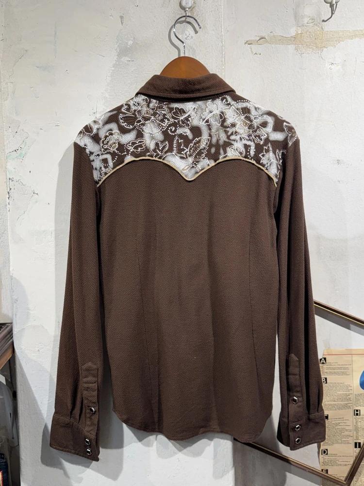 Brown western button-up shirt 7