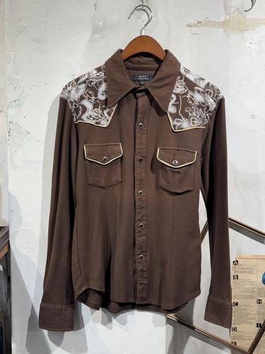 Brown western button-up shirt 10