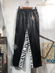 Black leg graphic nylon track pants 2