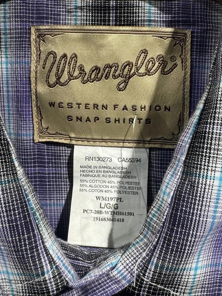 Wrangler purple plaid western shirt 6