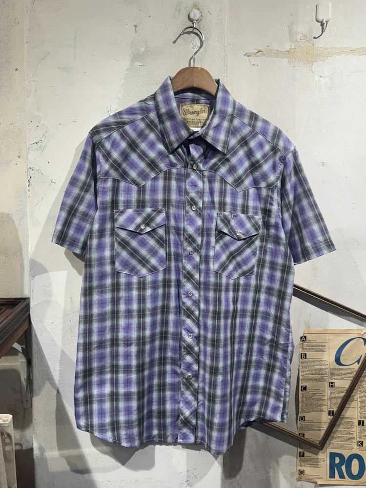 Wrangler purple plaid western shirt 3