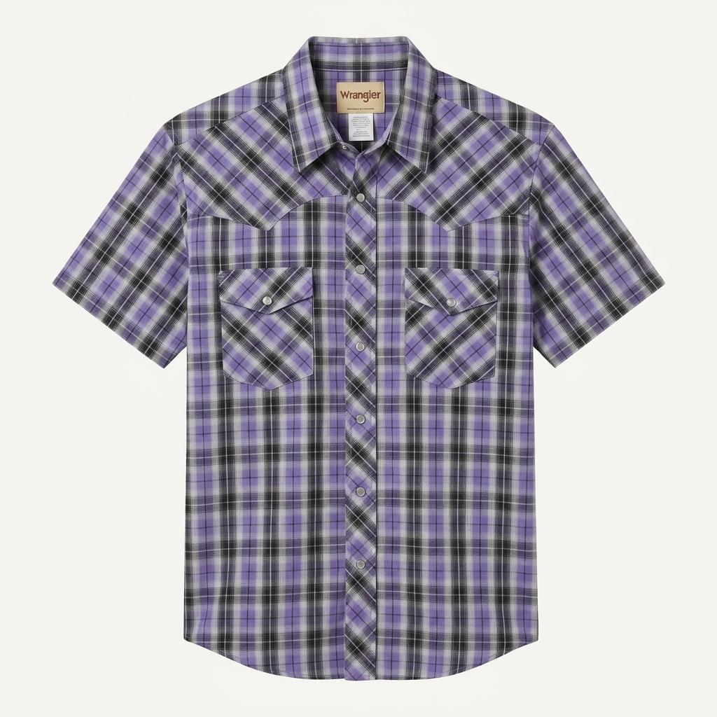 Wrangler purple plaid western shirt 1
