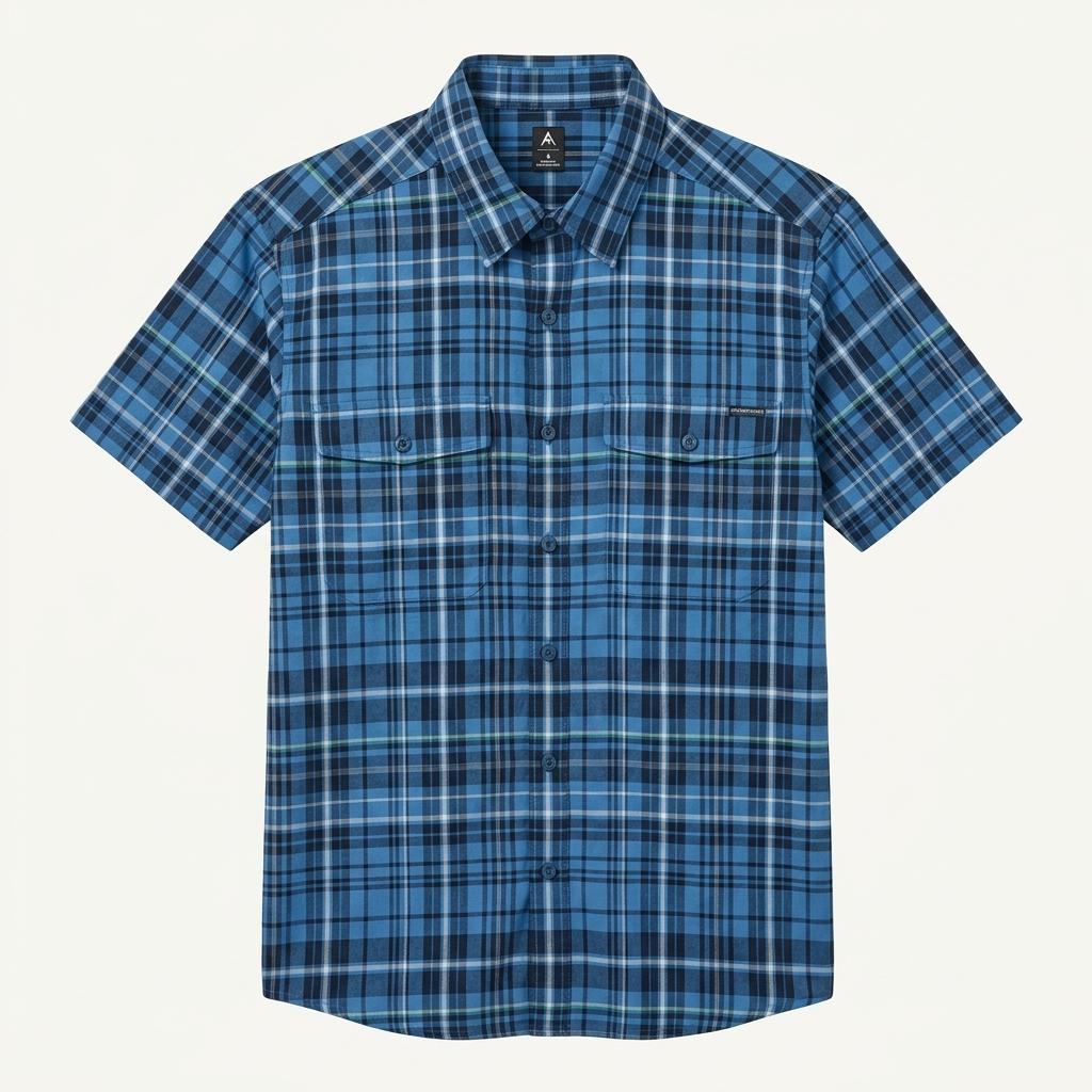Montbell blue check short sleeve shirt 1