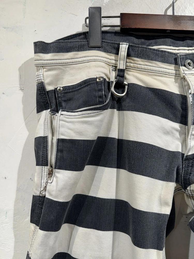 Two-tone striped low-rise pants 4