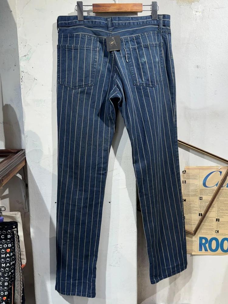 Navy pinstripe pants 7