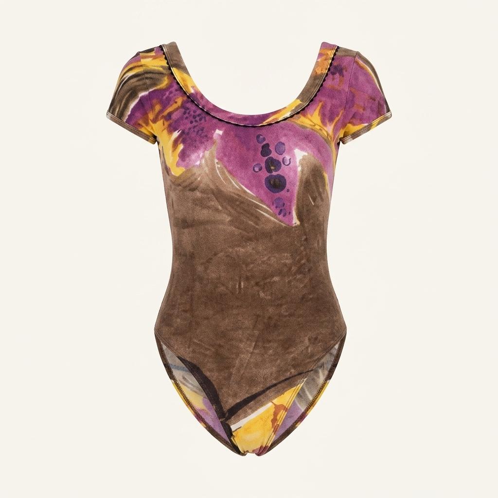 Rella Brown geometric bodysuit 1