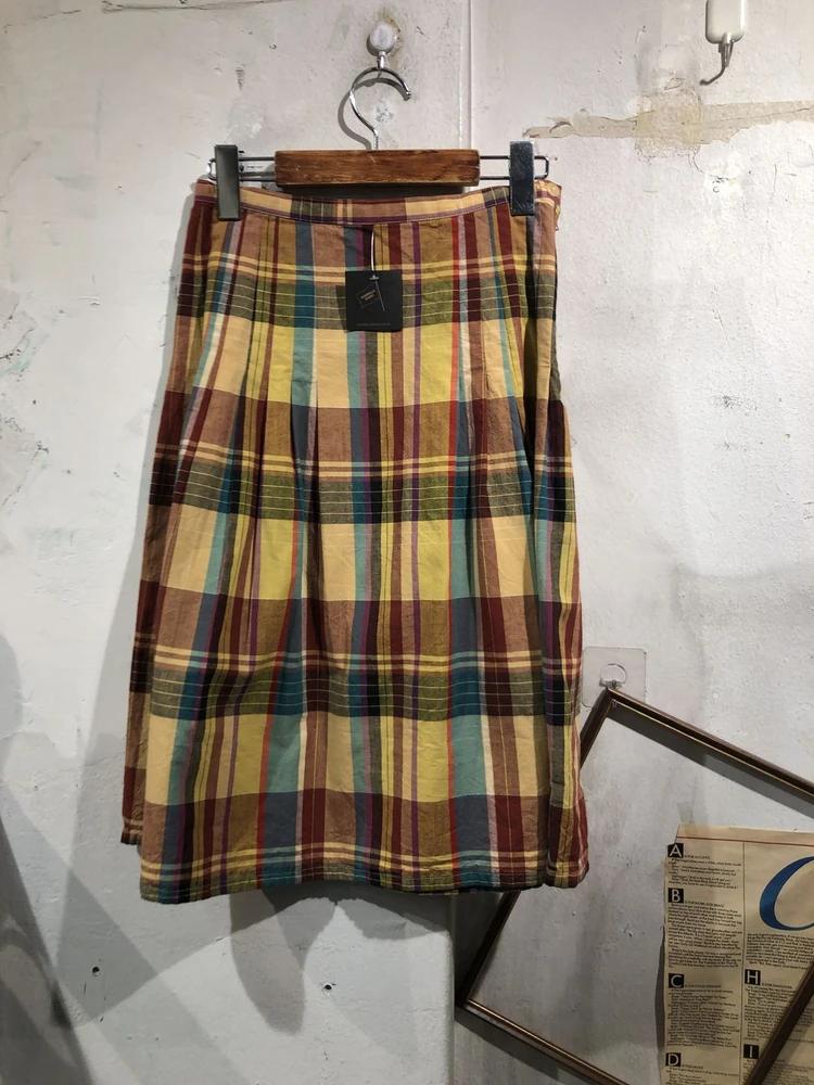 Betty multi color check pattern pleated midi skirt 8