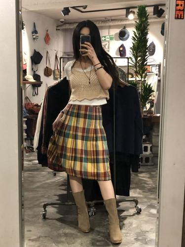 Betty multi color check pattern pleated midi skirt 11