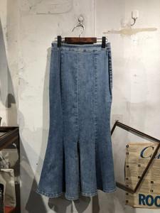 Medium blue denim mermaid long skirt 2