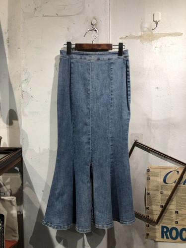 Medium blue denim mermaid long skirt 8