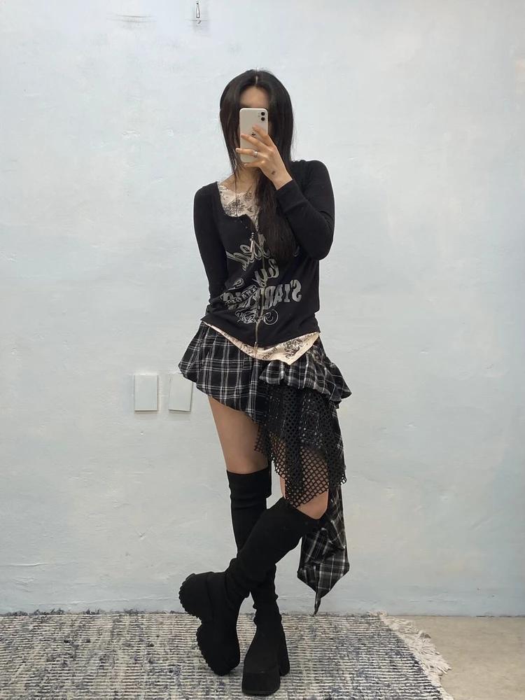 Black platform knee-high sock boots# 6