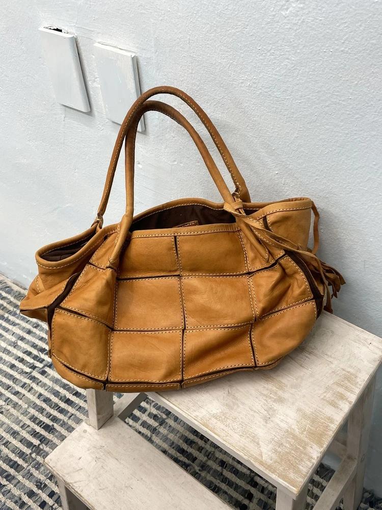 Urban Research camel patchwork leather tote bag# 8