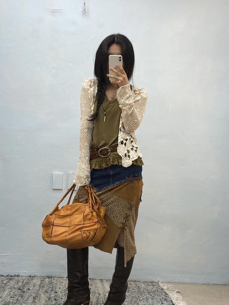 Urban Research camel patchwork leather tote bag# 6