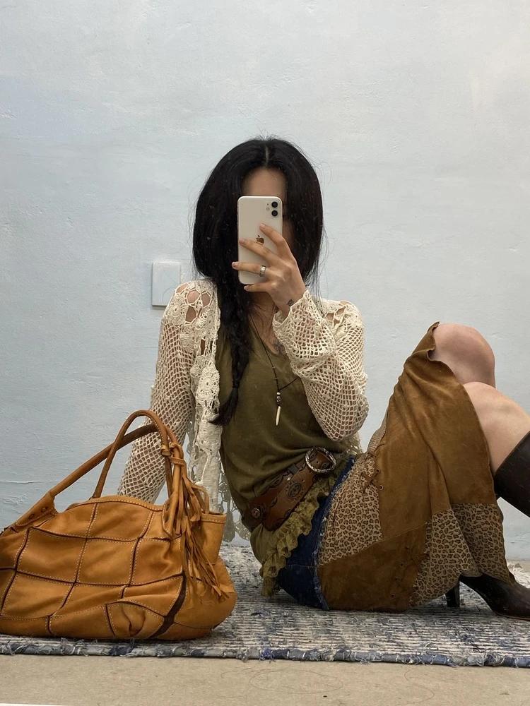 Urban Research camel patchwork leather tote bag# 5