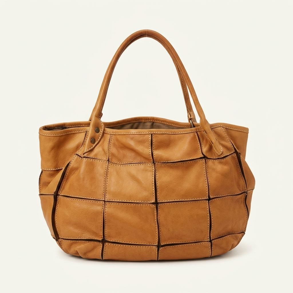 Urban Research camel patchwork leather tote bag# 1