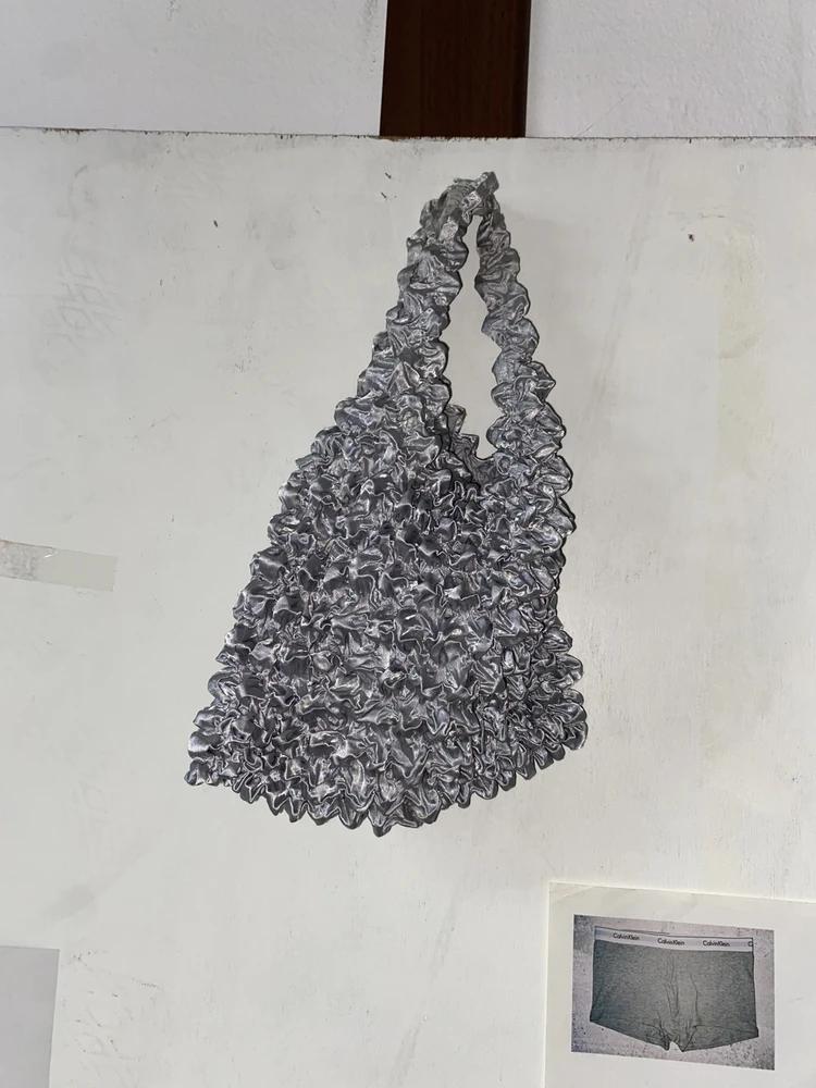 Metallic silver popcorn bubble mini bag 3