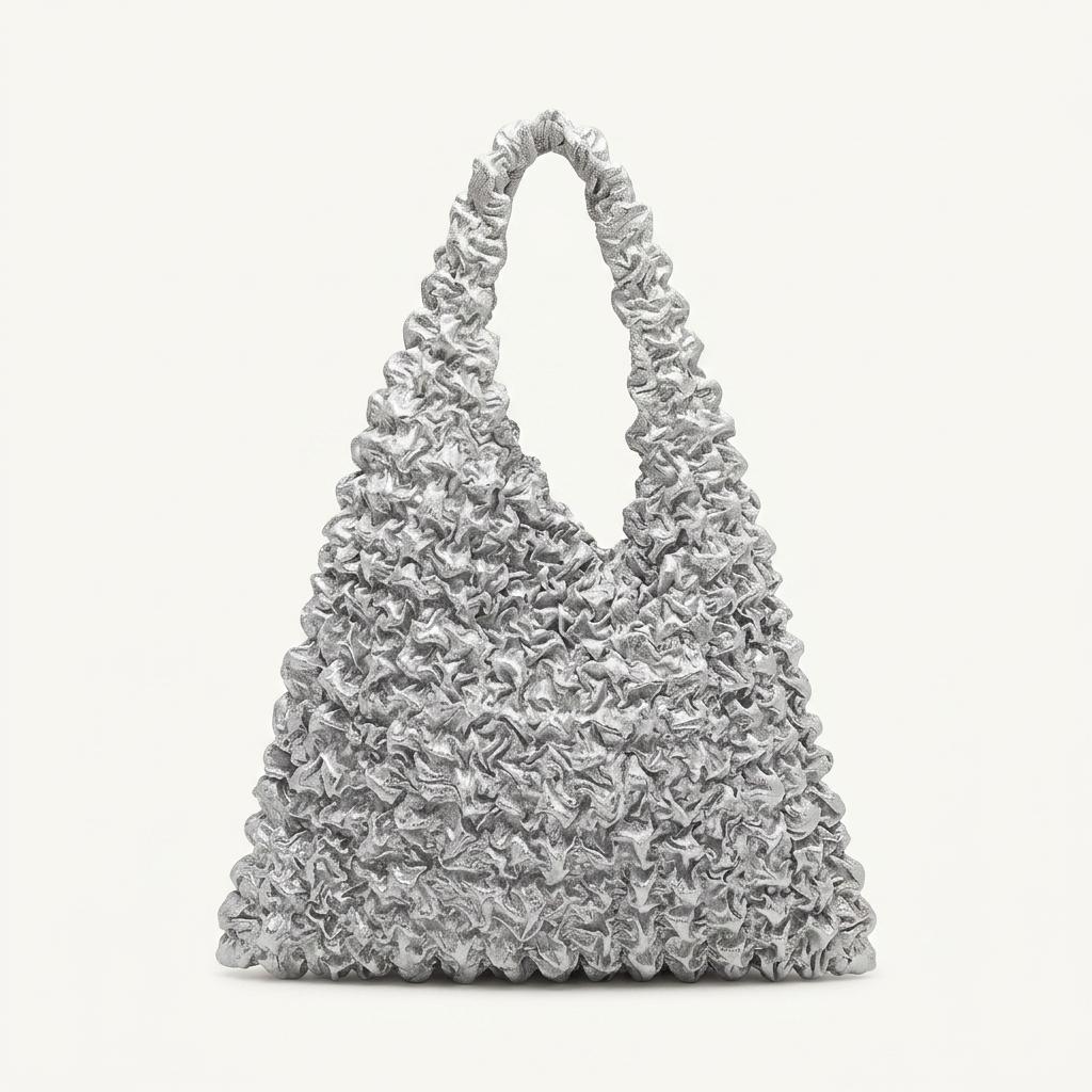 Metallic silver popcorn bubble mini bag 1