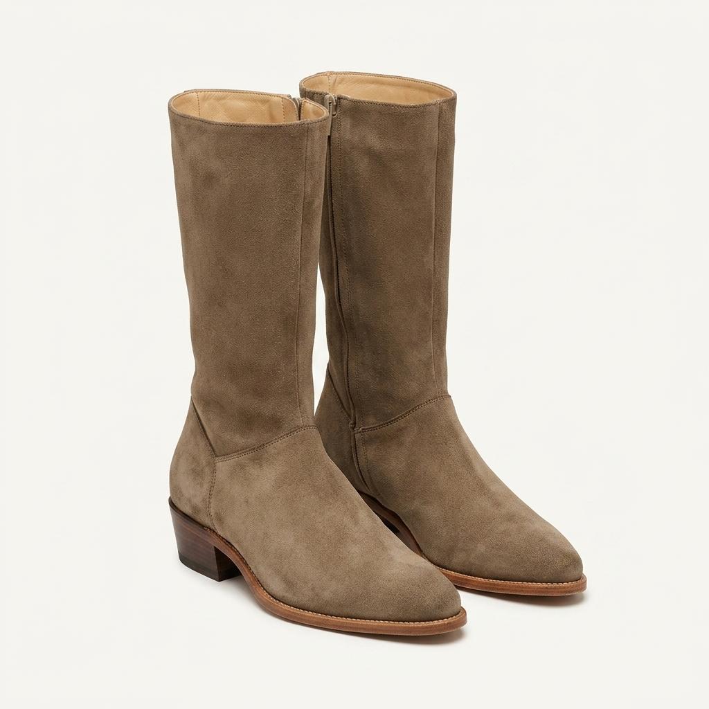 Beige suede boots 1