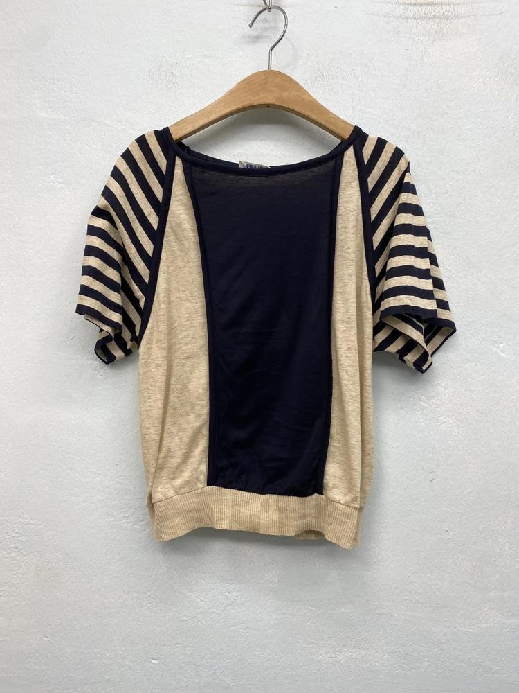 Emilio beige raglan sleeve navy panel t-shirt* 6