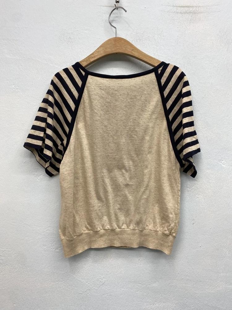 Emilio beige raglan sleeve navy panel t-shirt* 8