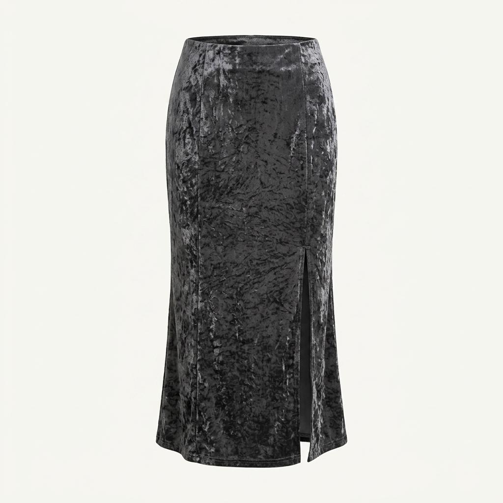 Purple gray long skirt +to 1