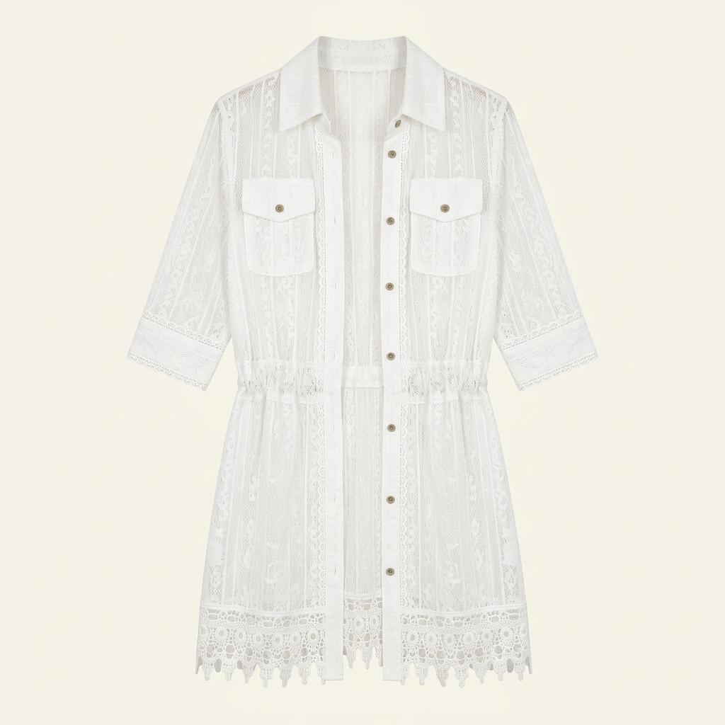 White eyelet long blouse +to 1