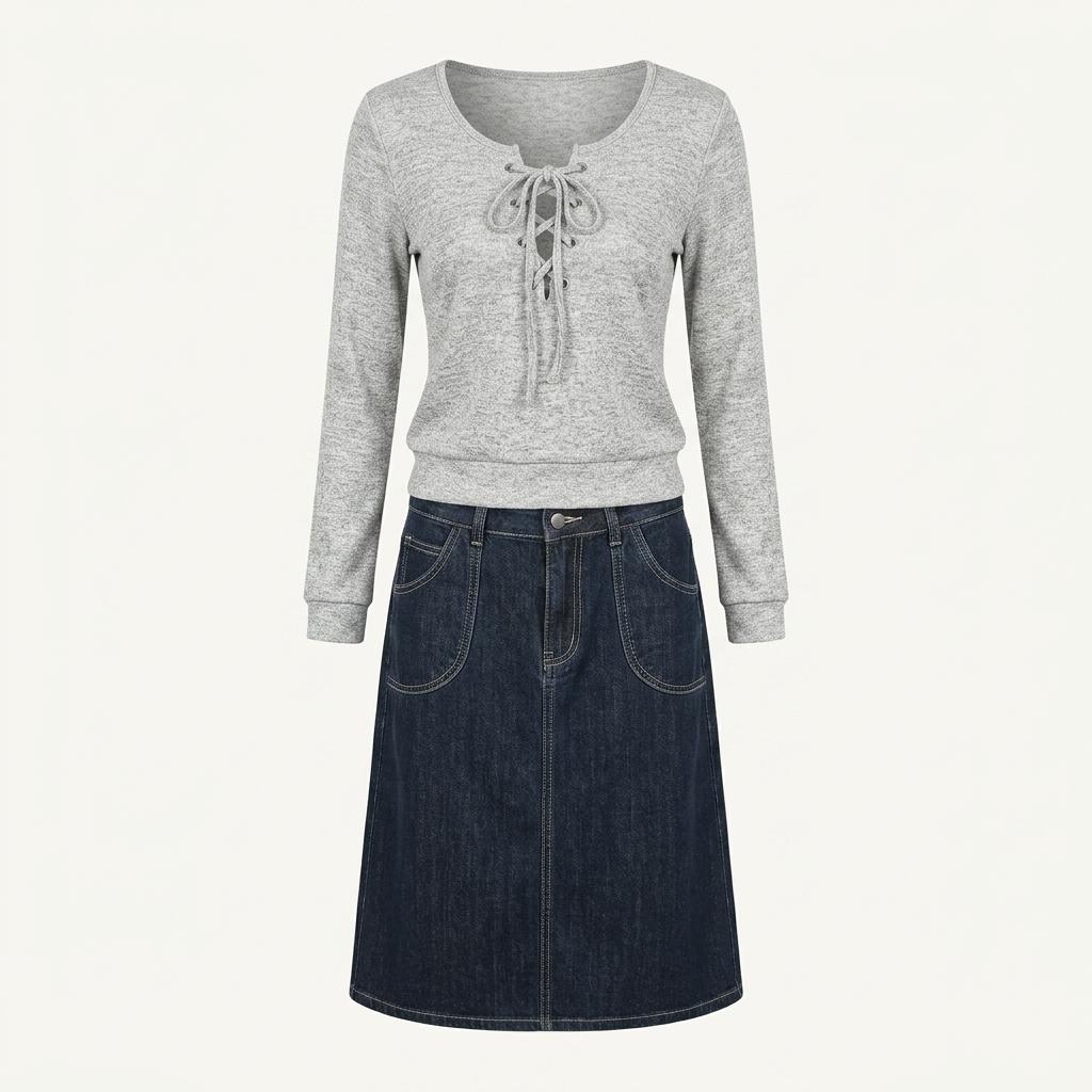 Glacier light gray frill neck sweatshirt +to 1