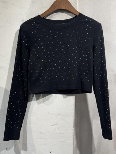 Black crystal cropped t-shirt +to 8