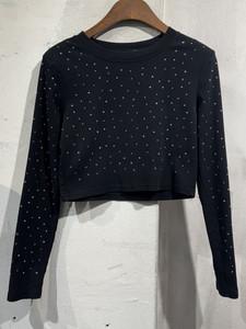 Black crystal cropped t-shirt +to 2