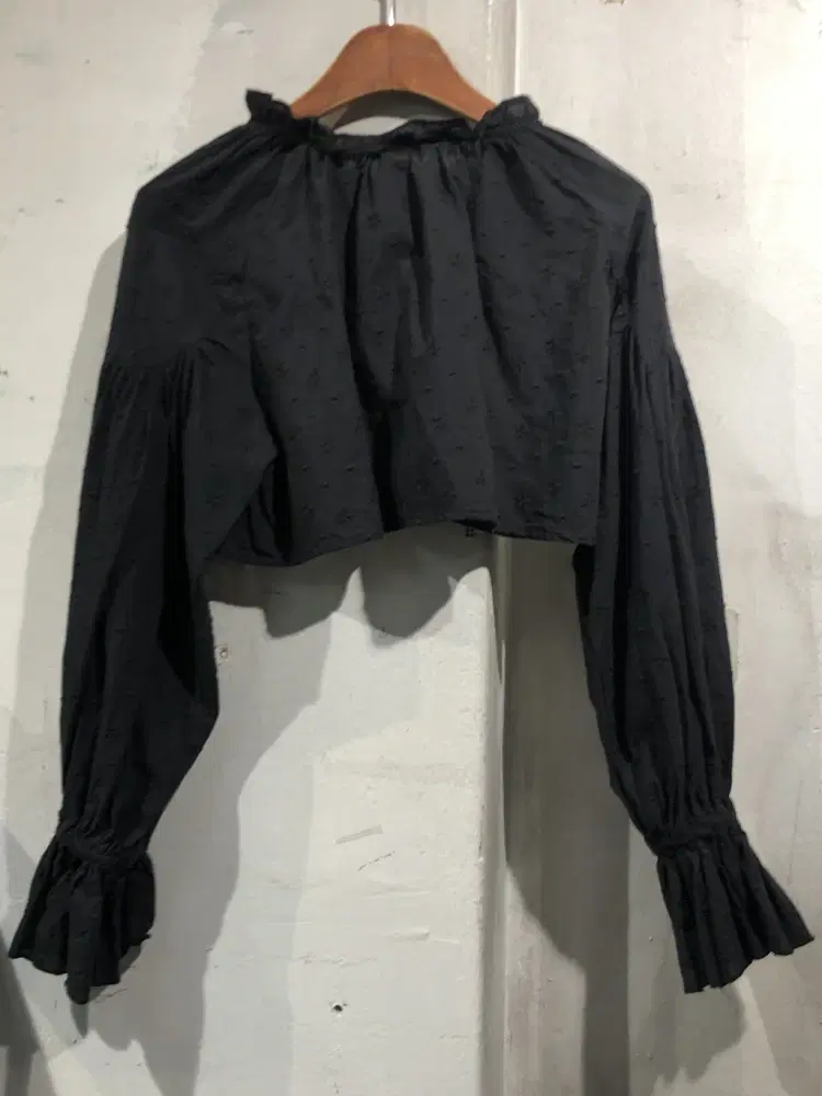 Black frilled bolero blouse +to 10