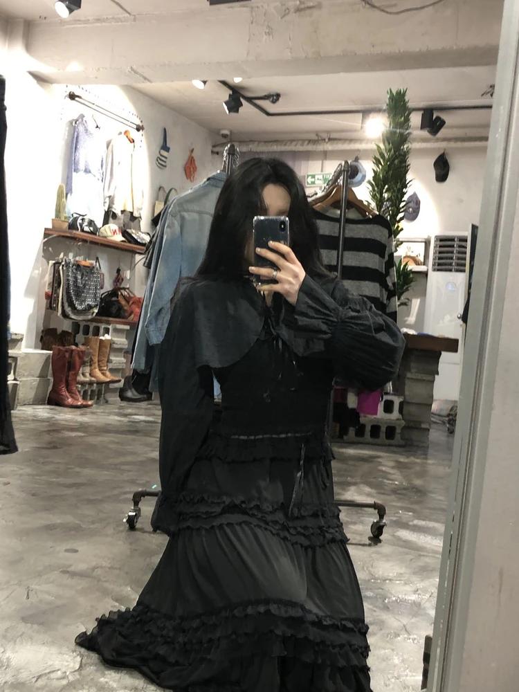 Black frilled bolero blouse +to 3
