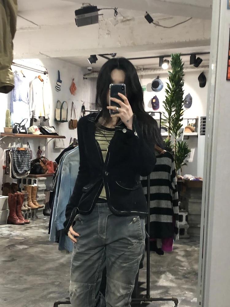 Anni Plus black wool blazer cardigan +to 4