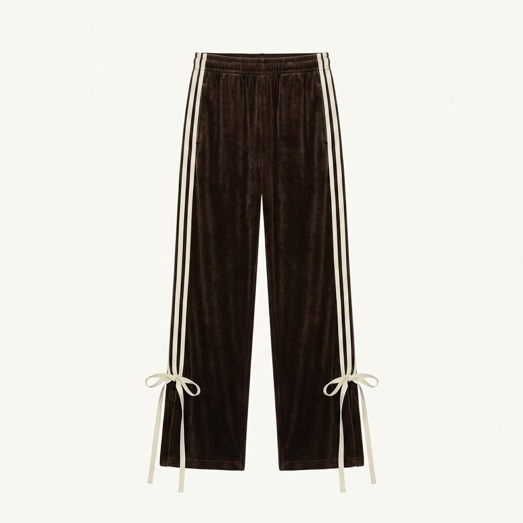 Brown velour track pants +to 1