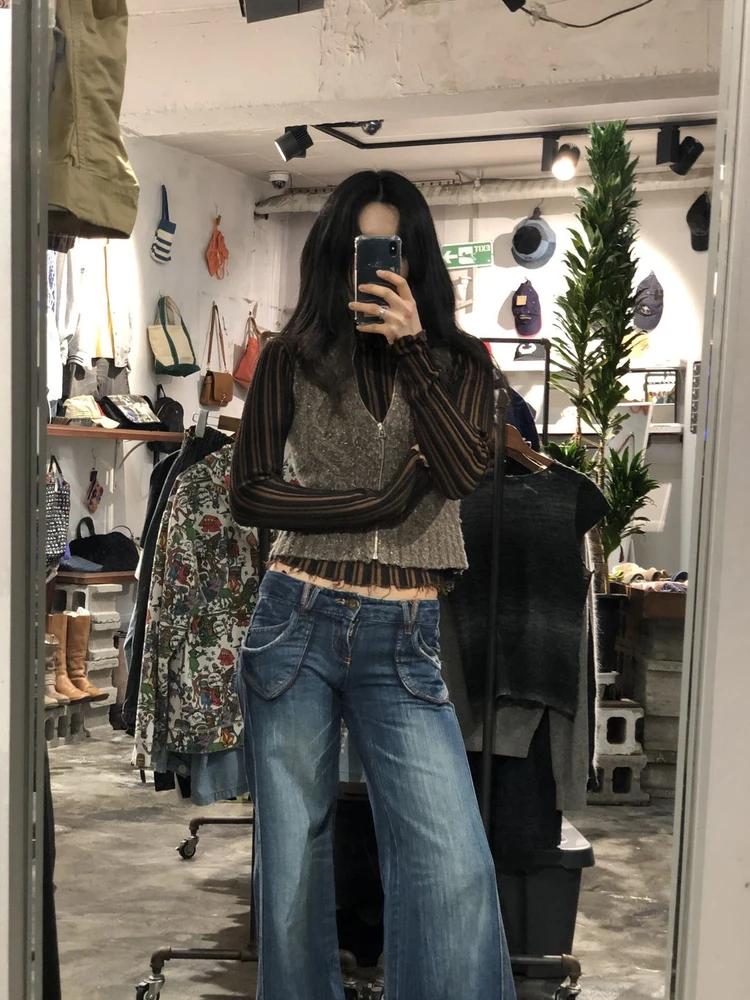 Brown sweater zip up vest +to 4