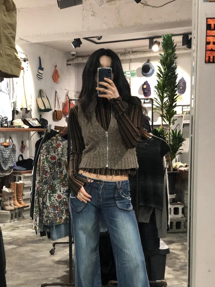 Brown sweater zip up vest +to 5
